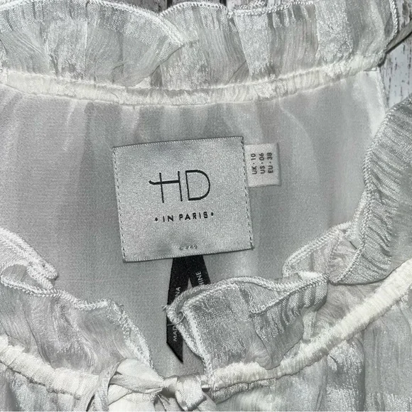 HD in Paris Silk Shadow Pane Tank White Sleeveless Blouse Size 6 Anthropologie - Picture 7 of 7